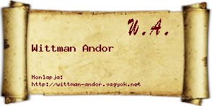 Wittman Andor névjegykártya